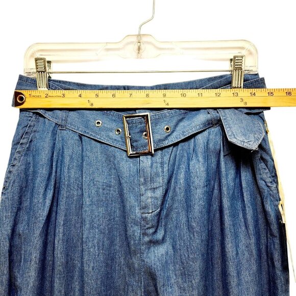 High-Waisted Denim Womens Trousers pants With Belt By Blāshe size S - Picture 8 of 10